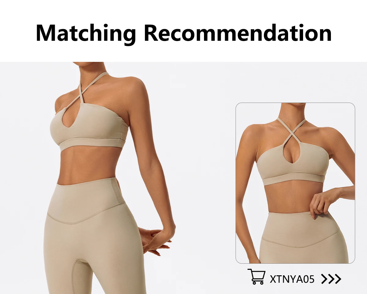 Neues Sommer-Zweiteiler-Sportset für Damen, Yoga-Kleidung mit überkreuztem Oberteil, Sport-Bandeau-BH, Sportoutfit für Frauen – Detail 6