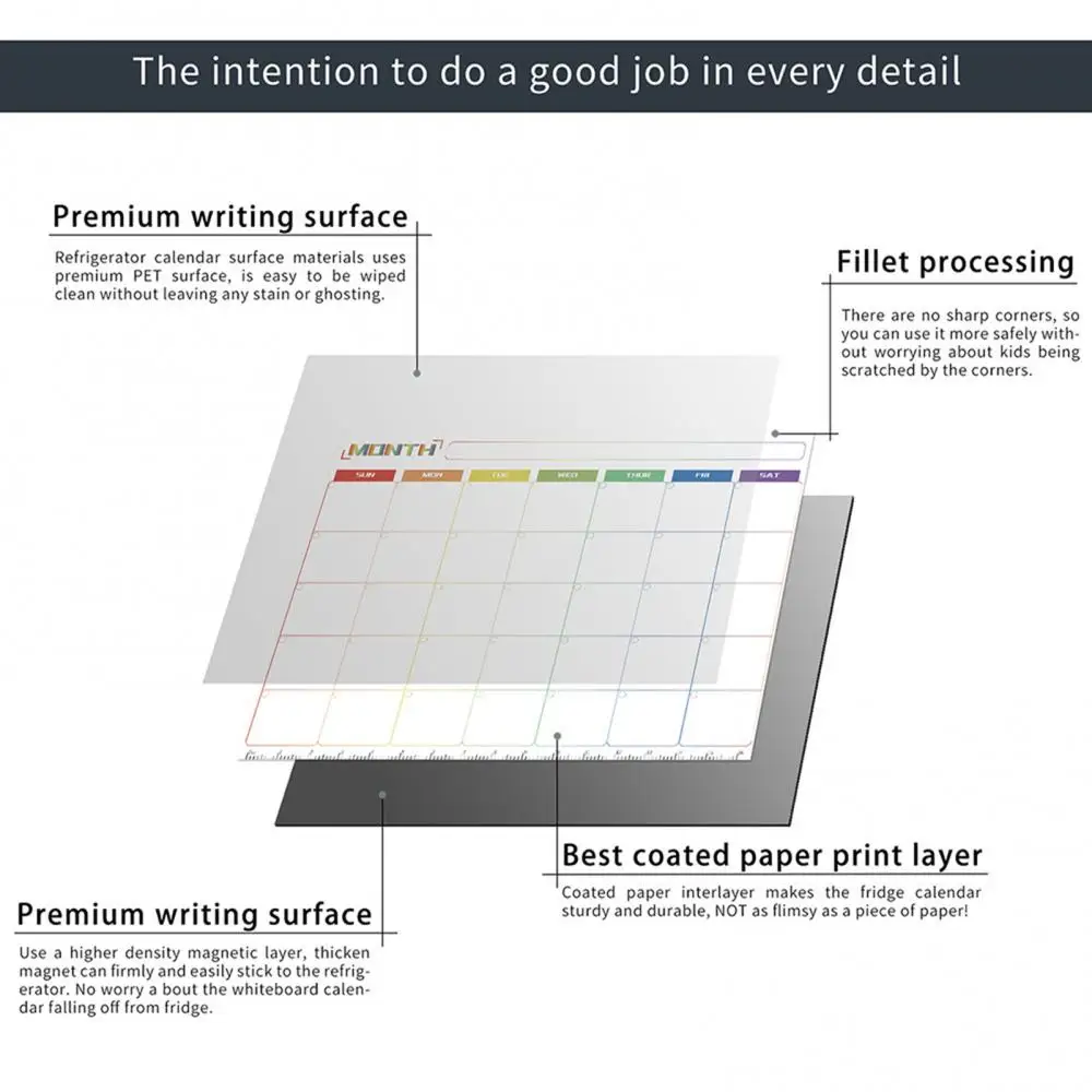 Dry Erase Calendar Fridge Magnetic Whiteboard Calendars Magnetic Day Weekly Monthly Planner Calendar Fridge Whiteboard Sticker