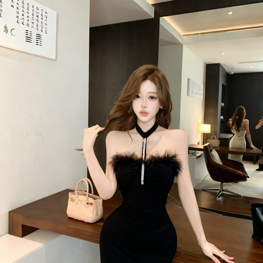 Furry ter Ne Dr Fce Lined Wrap around mid Length Slim Fit H pe Princ Sle Sweet Sle Winter Suitable Daily ...