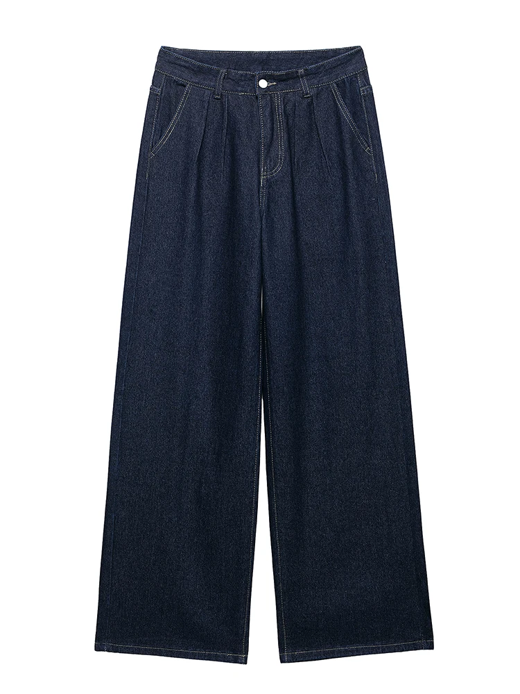 

SIYANG Women Fashion Denim Blue Front Zipper Straight Pants Jeans Vintage High Waist Full Length Female Chic Lady Trousers