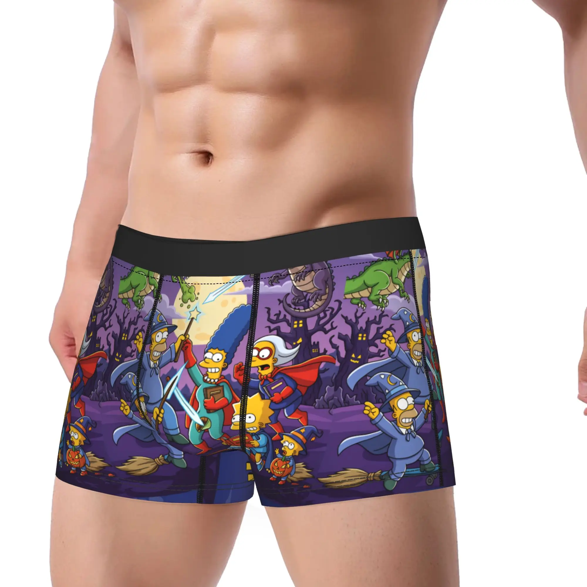 Funny S-Simpsons Happy Halloween Shorts Briefs  Underwear High Quality Men Breathable Trunk Printed Plus Size Underpants