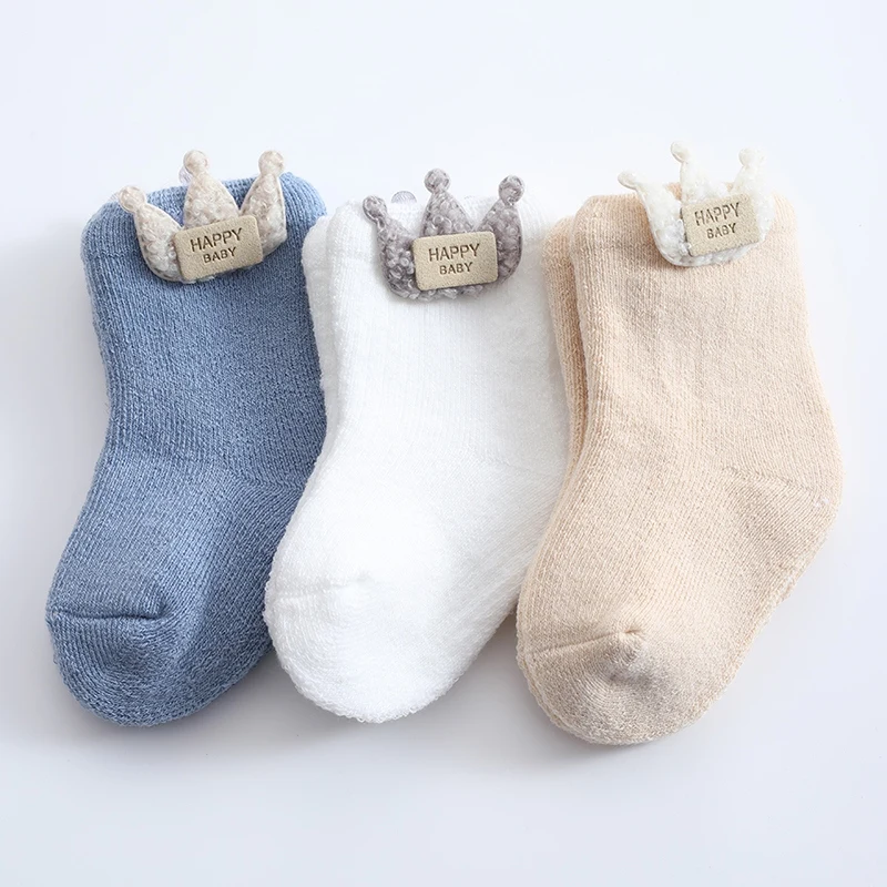 1 Pairs Baby Socks Warm Winter Cute Cartoon Bear Soft Newborn Baby Girl Boy Thicken Terry Socks Floor Sock Infant