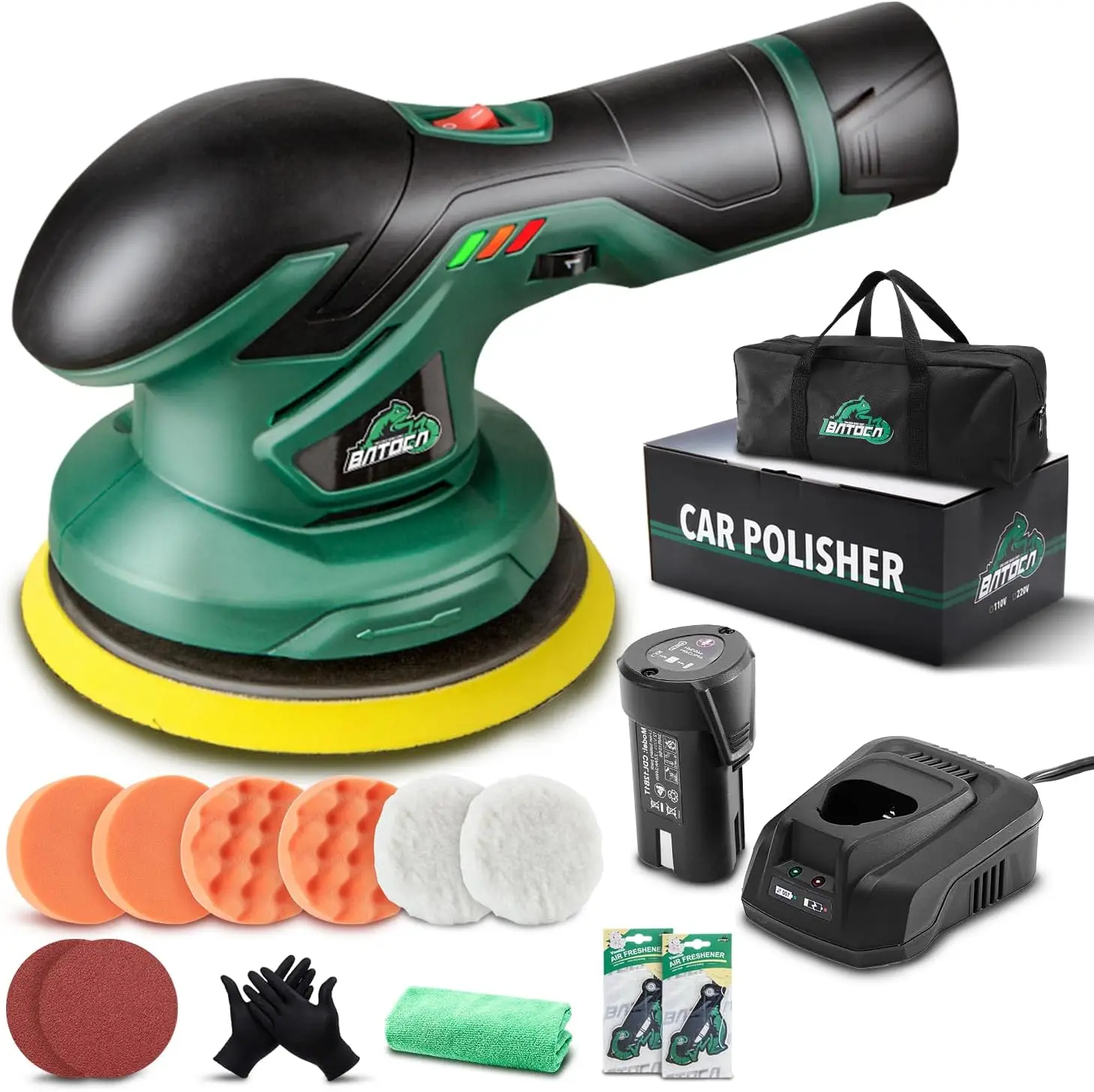 

Cordless Car Buffer Polisher 12V Lithium-Ion Rechargeable Battery Powered Brushless Polisher with 6 Variable Speed, DA Orbital