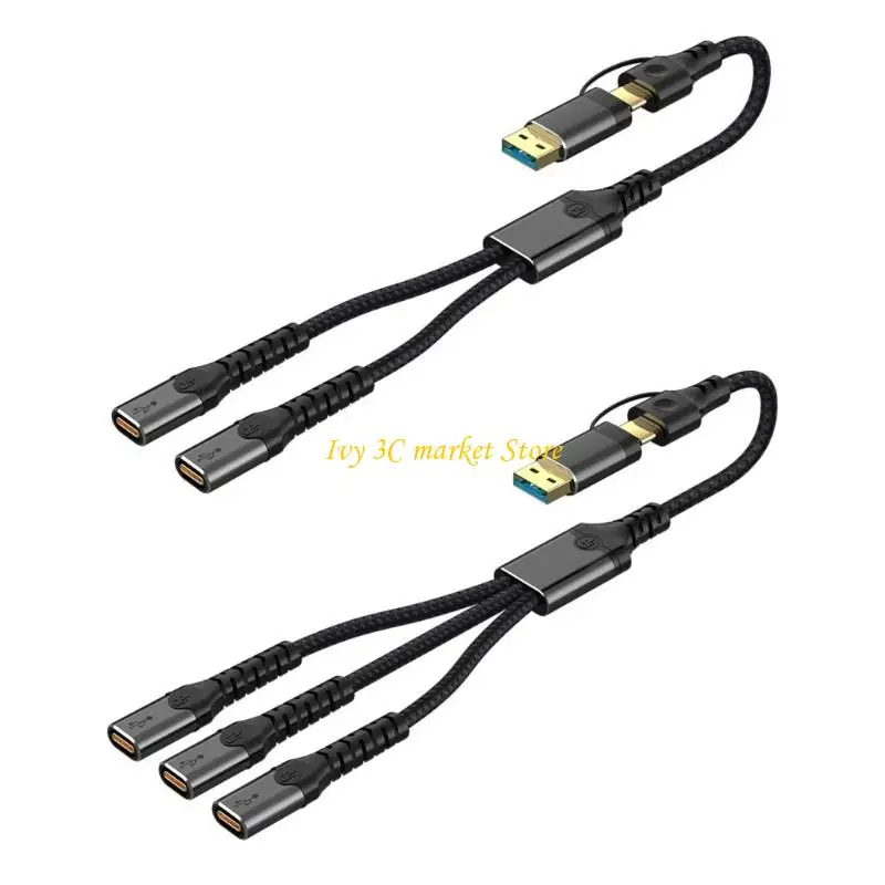 

D7YC Flexible Braided USB C Splitter Adapter Cable For Laptops And Mobile Devices Enables Simultaneous Charging