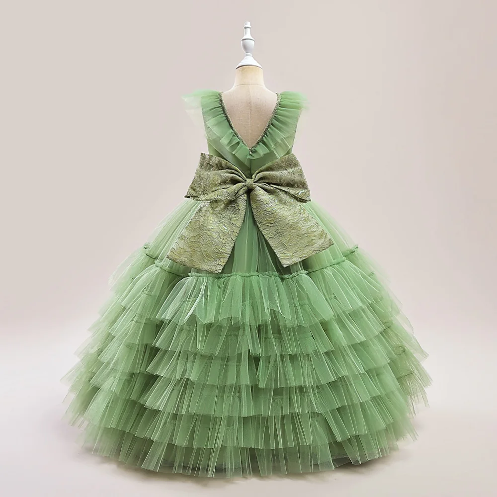 Robe de Soirée Élégante en Tulle pour Fille, Tenue de Princesse, Dos aux, Demoiselle d'Honneur, Bal de Mariage, Anniversaire, Première Communion