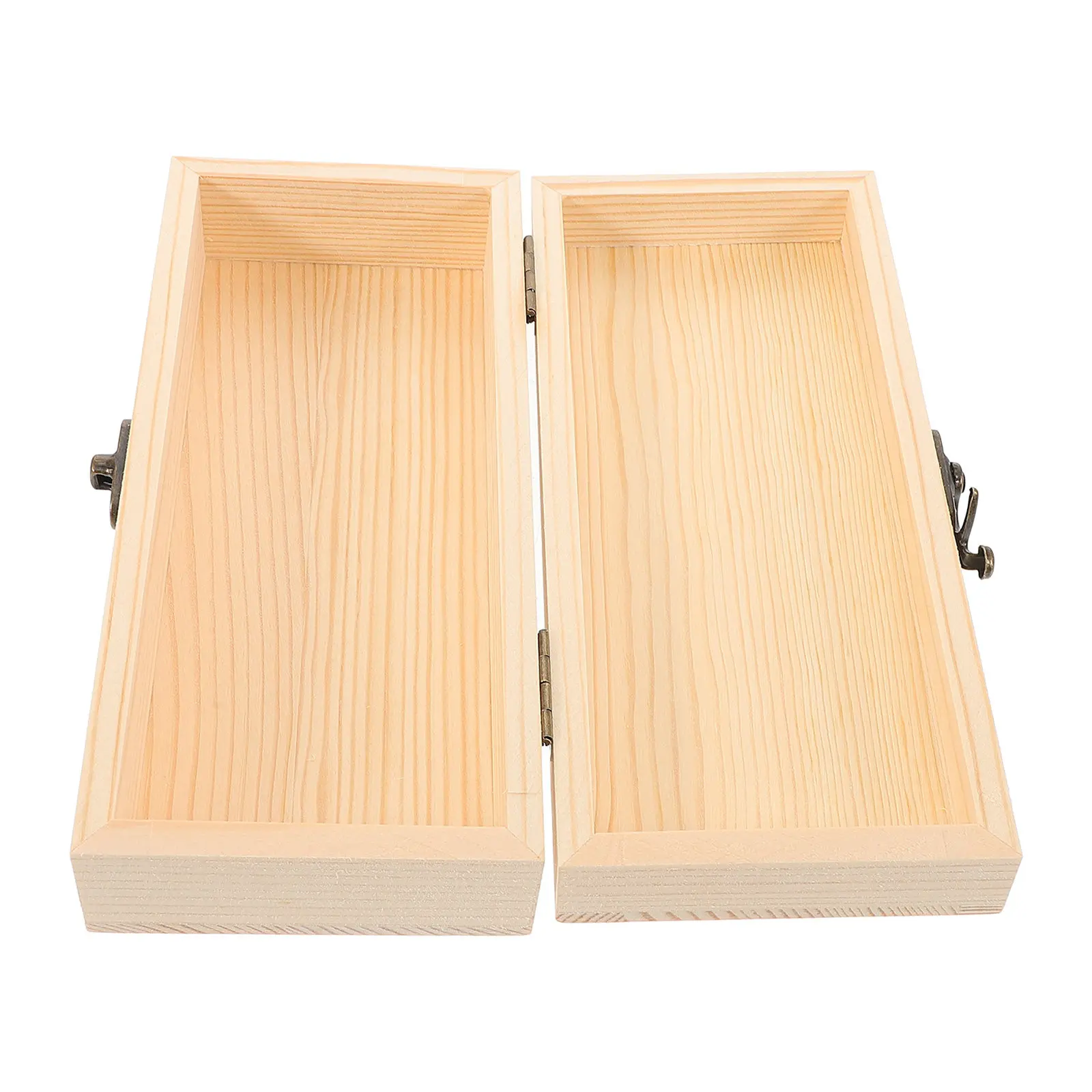 

Natural Unfinished Wood Jewelry Box Rectangular Design Smooth Surface Hinged Lid for DIY Decoration Craft Storage Rustic