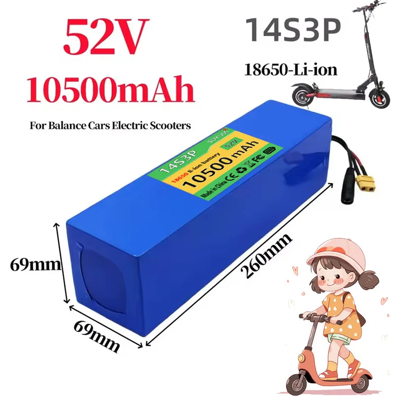 

52V 14S3P 10500mAh 18650 Rechargeable Li-ion Battery Pack 1000W Suitable for Balance Cars Electric Scooters Tricycles