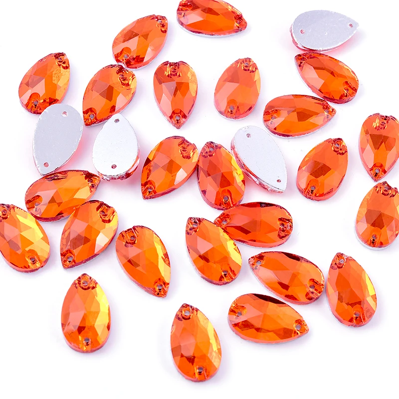 BOBOHOO Orange Rivoli Tropfen Glas Flatback Nähen Steine Kristall Steine Nähen auf Strasssteine Für Handarbeiten Kleidungsstück Strass DIY – Detail 4