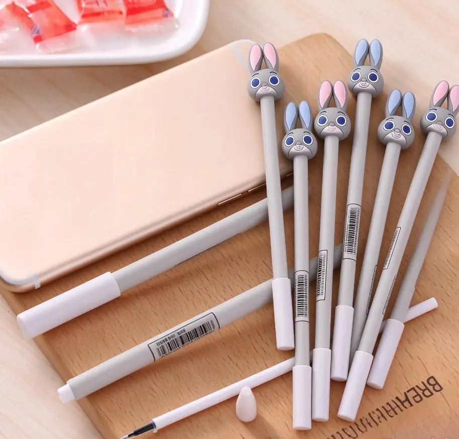 6pcs Disney Random Zootopia Judy Black Gel Pens, Dot Grid Pattern, Perfect for School, Office Use, and Gifts Packaging