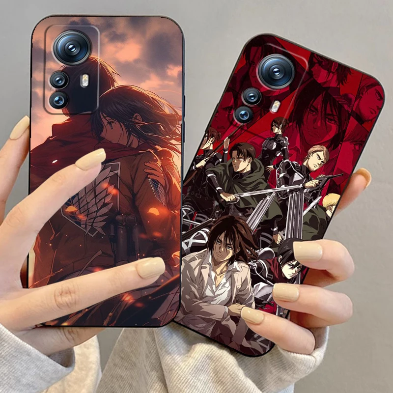 Anime Attacks On T-Titan For Xiaomi Mi 14 13T 13 12T 12 11T 11i 11 10T 10 Pro Lite Ultra 5G Black TPU Phone Case