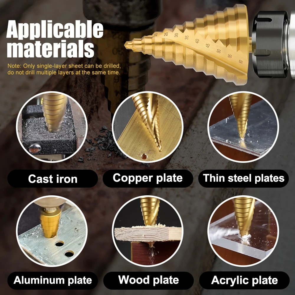 Imagem -05 - Broca Step com Ranhura Espiral Cortador de Pagode Cone de Folha de Metal Haste Triangular Alargador Alargador Cmcp 660 mm