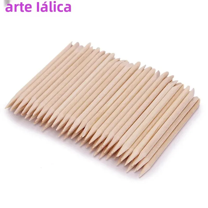 100 pçs design da arte do prego varas de madeira laranja empurrador de cutícula removedor manicure pedicure cuidados