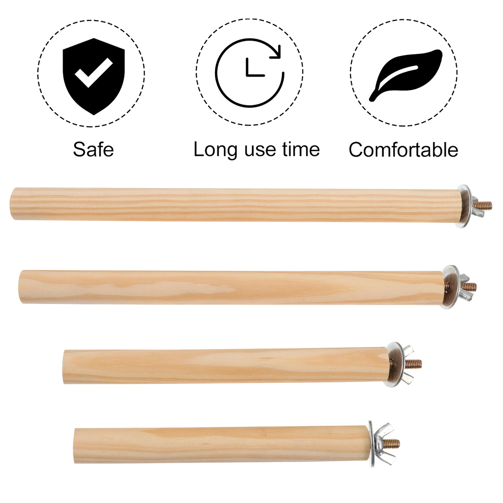 

4pcs Parrot Standing Rods Sturdy Perch Natural Safe Material Cage Accessory Pole Stick For Birds 4 Sizes Bird Cage Perch Rods