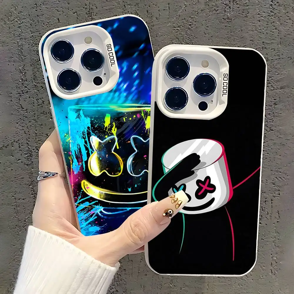 

M-MarshmelloS music Phone Case For iPhone 17,16,15,14,13,12,11,Pro,XS,Max,Plus,Mini,SE White Candy Matte Shockproof Cover