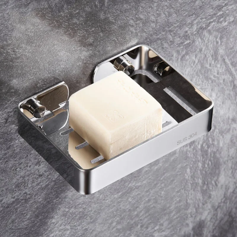 304 Stainless Steel Gold Bathroom Shelf Wall Mounted Dquare Soap Dish Bath Shower Shelf Soap Basket Holder Paper Holder White - view 4