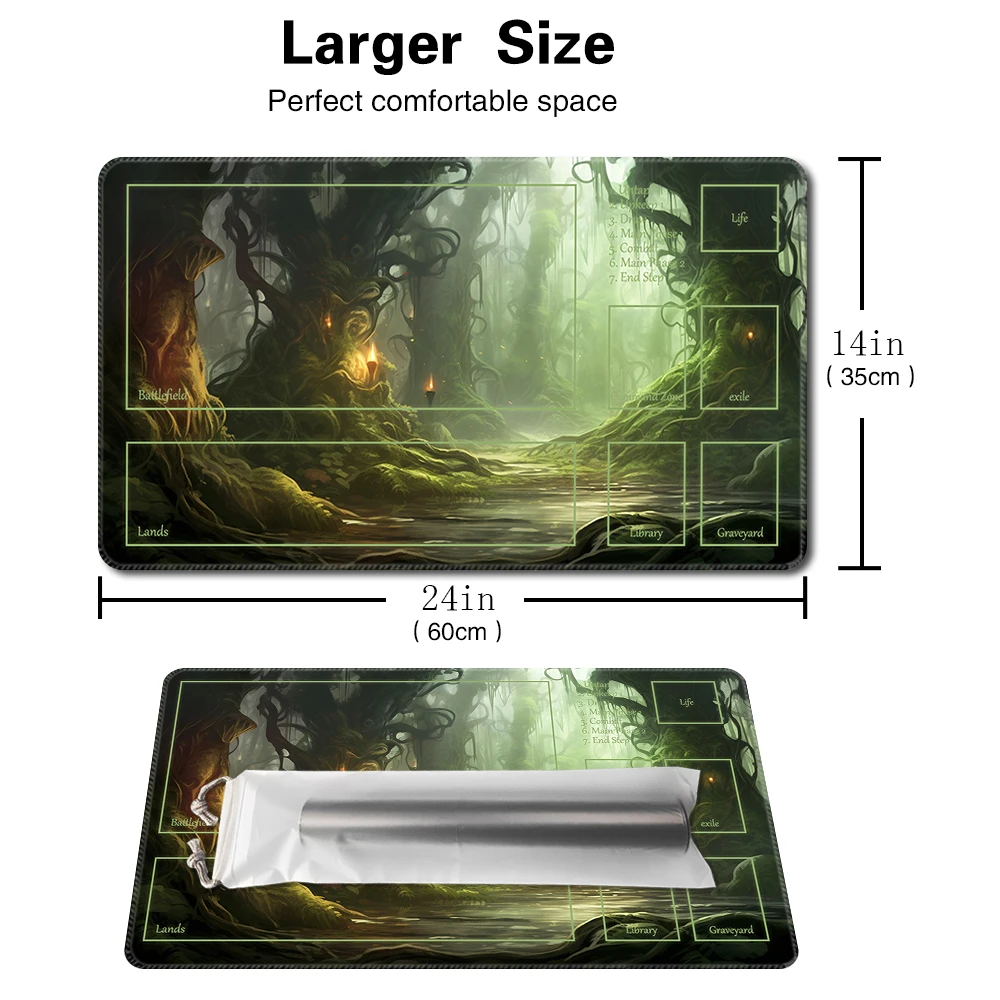 Forest Spirit Realm - Board Game TCG Playmat Table Mat Game Size 60X35 CM Mousepad Compatible for MTG CCG