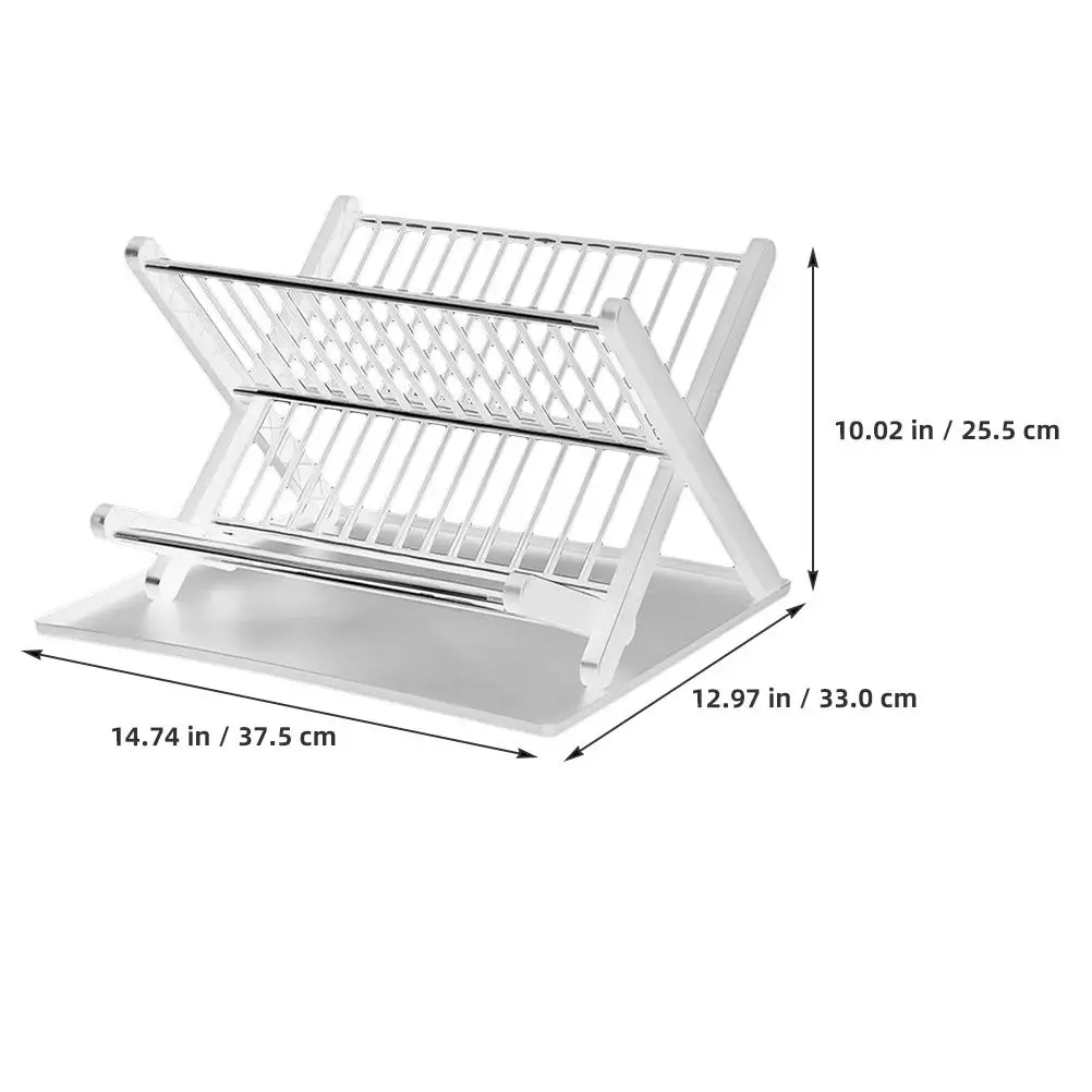 

able Kitchen Storage Rack Foldable Drying Drainage Shelf White Large Capacity Dishwasher Safe Drainer Countertop