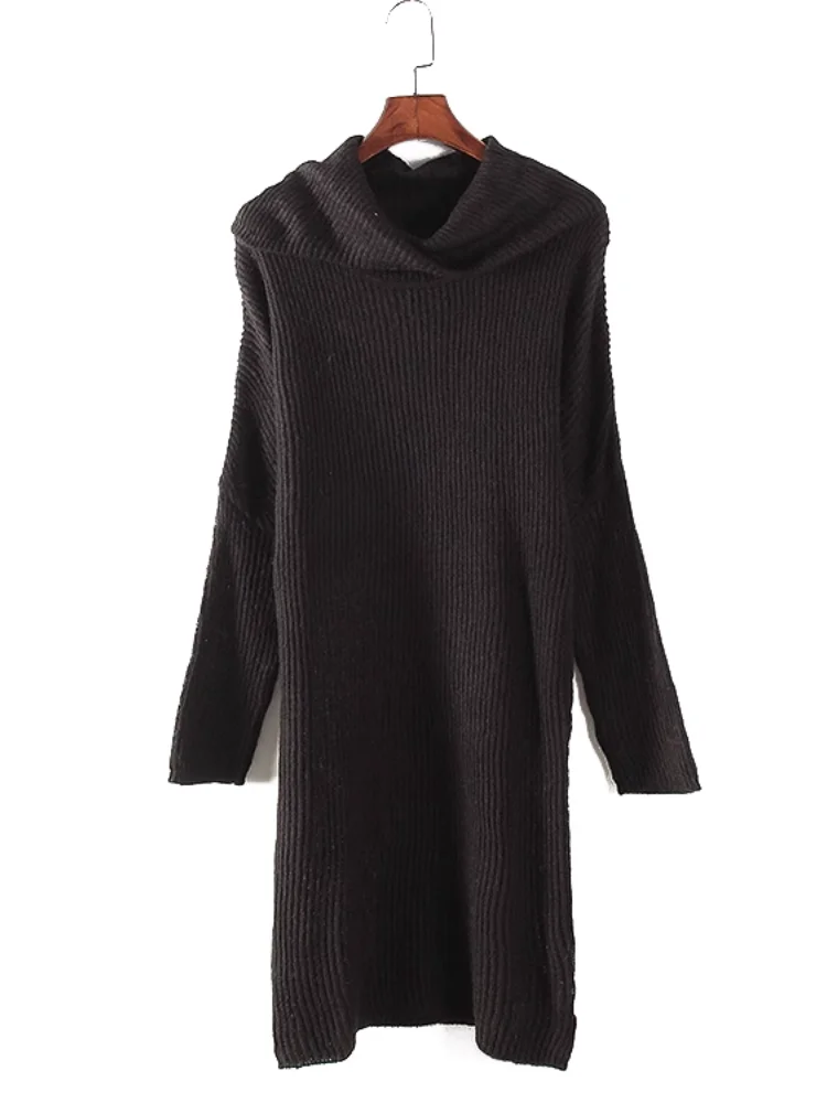 

Модный шерстяной вязаный свитер с высоким воротником, ленивый Sle, Новое поступление, женская осенняя одежда, удобный длинный свек средней длины