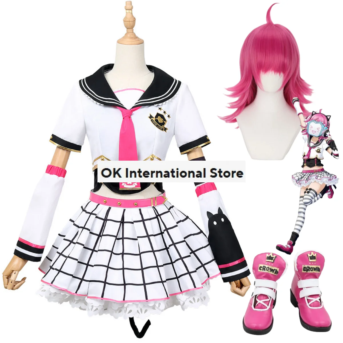 Anime Love Live! Nijigasaki High School Idol Club Tennouji Rina Cosplay Costume Wig JK Uniform Shoes Woman Sexy Carnival Suit