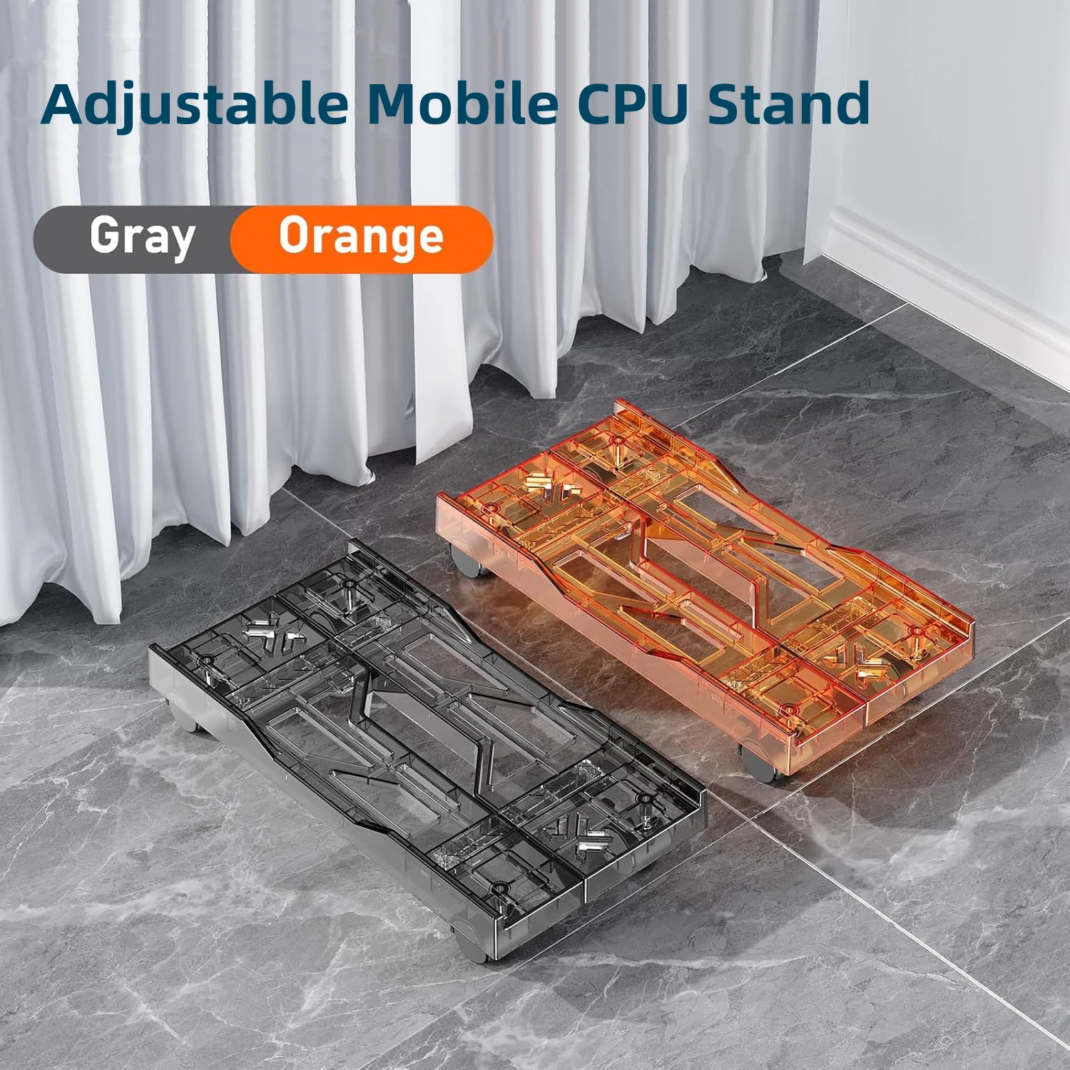 1 PC Transparent Removable Computer Case Bracket with Braking Casters Desktop PC CPU Bracket Expandable Customized Shelf