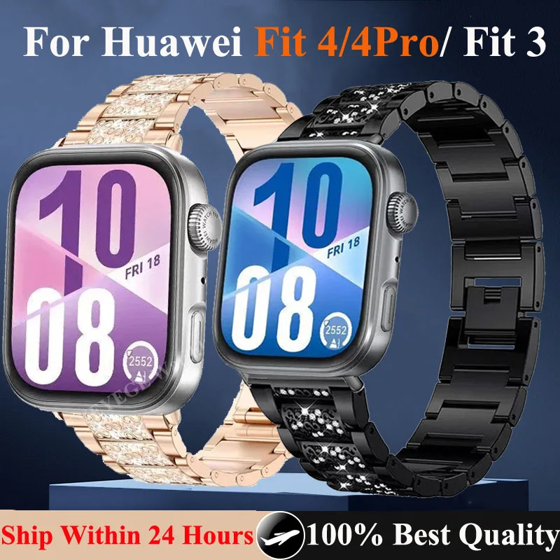Frauen Diamant Strap Für Huawei Uhr Fit 4 Fit 4 Pro Luxus Bling Armband Correa Für Huawei Uhr Fit 3 4 4Pro Strap Armband