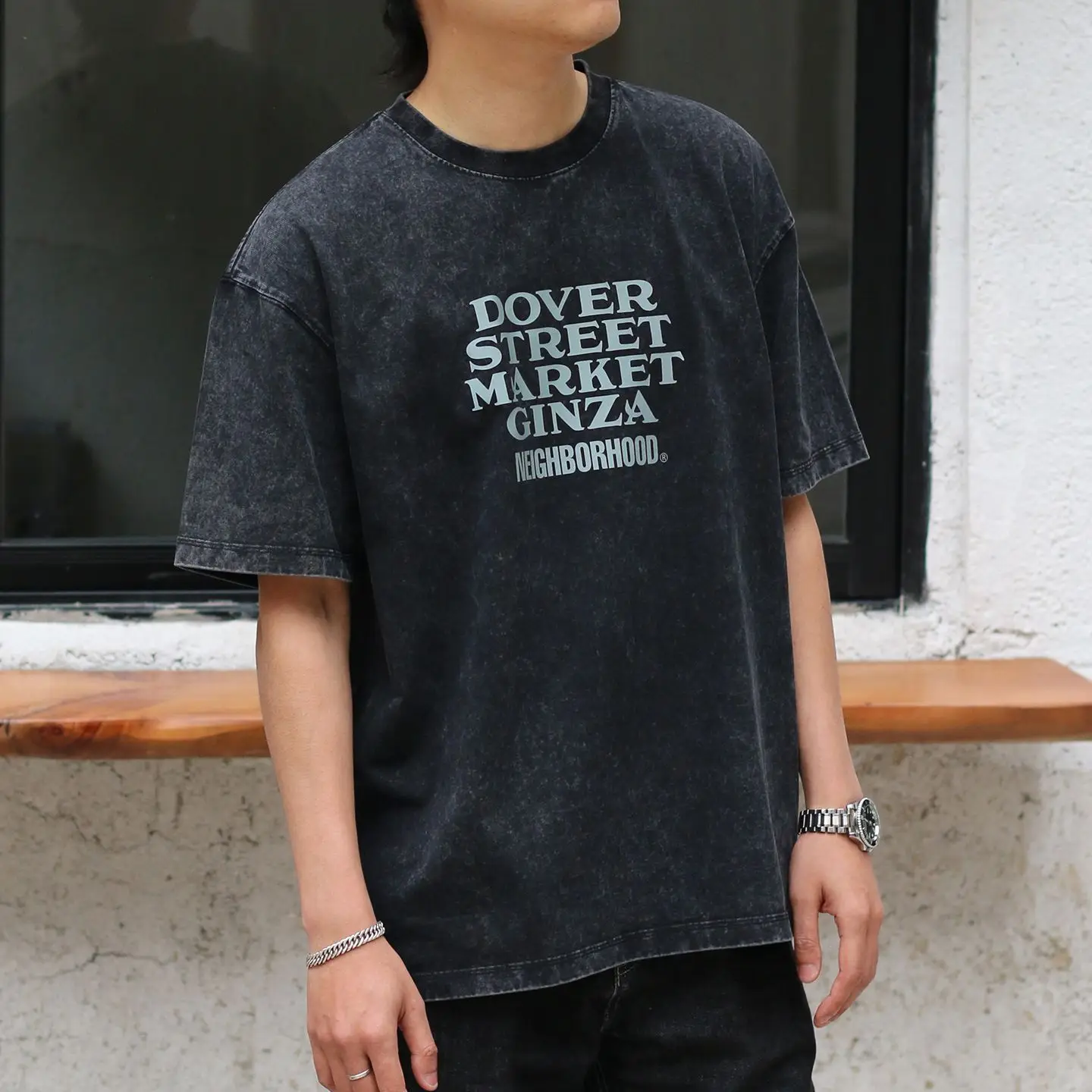 Heavy‑Weight 300GSM Washed Pure Cotton Small Crew Neck Short‑Sleeve T‑Shirt Printed Loose Versatile Unisex Casual Daily Tops