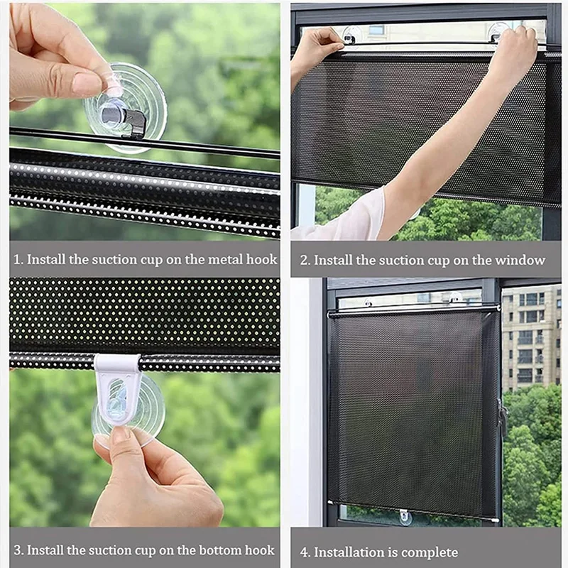 Universal Roller Blinds Suction Cup Sunshade Blackout Curtain Car Bedroom Kitchen Office Window Sun-shading Curtains Nail-free