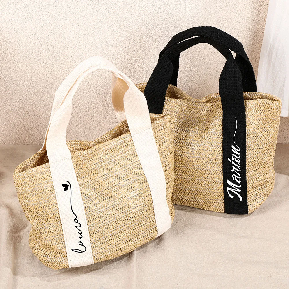 Personalized Seaside Wedding  Straw Tote Bags  Bridesmaid Gifts Bachelorette Party Beach Vacation Monogram Travel Bags