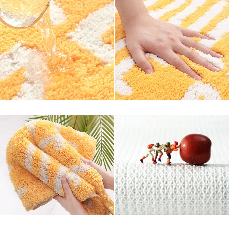 Flocking Fruit Peach Lemon Shape Home Entrance Mat Bedroom Bathroom Door Non-slip Foot Pad