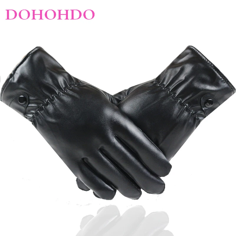 

Touch Screen Men's Leather Gloves Women's Winter Design Autumn And Winter Fashion Warm Black Leather Gloves Guantes Para Motos