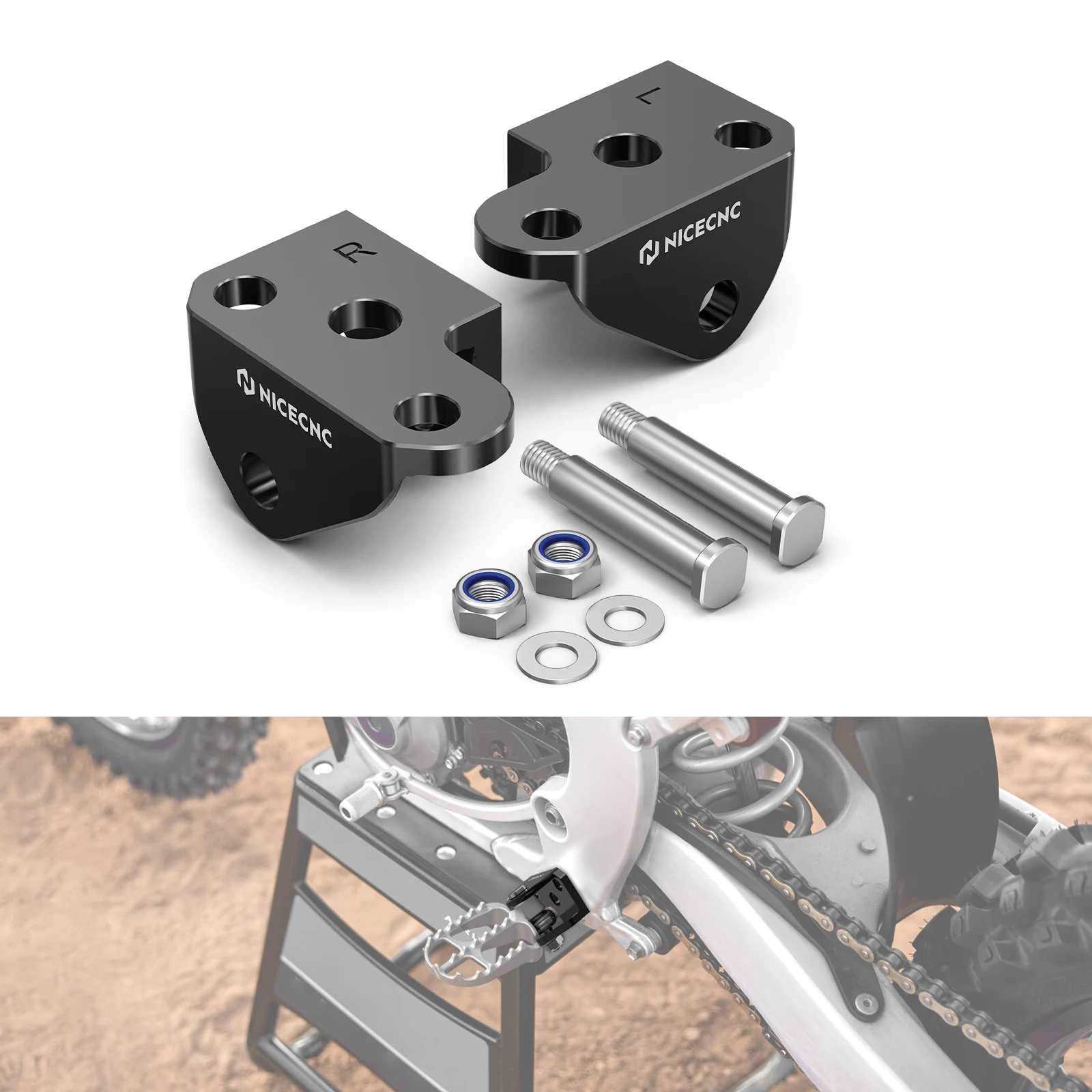 2026 2025 2024 For Yamaha YZ250F YZ450F Motorcycle Offset Foot Peg Mount Brackets Pins Kit 5mm Back 5mm Lower YZ 250F 450F