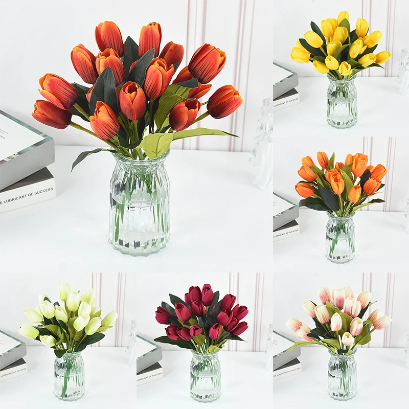 

Artificial Tulip Flower Real Touch Tulips Fake Flowers for Bridal Wedding Banquet Bouquet DIY Home Garden Living Room Decoration