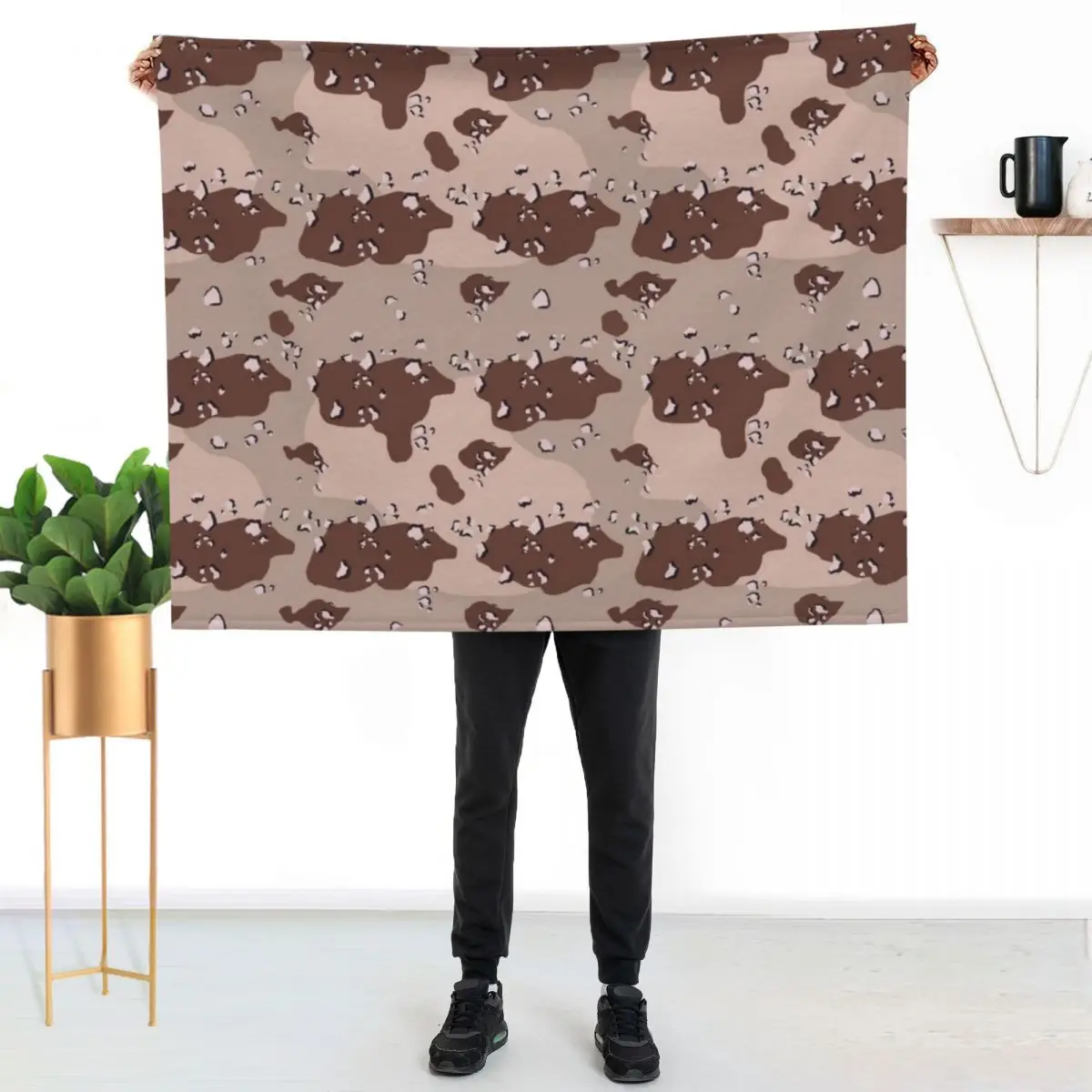 Manta de camuflaje con diseño de chispas de chocolate del desierto de EE. UU., manta acogedora, regalo de cumpleaños para él y ella