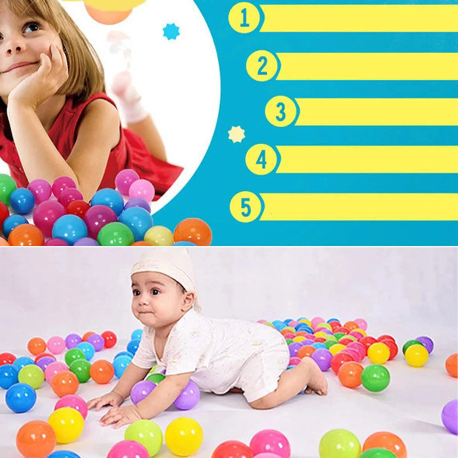 50PCS Outdoor Sport Ball Colorful Soft Water Swim Pool Ocean Wave Ball Baby Eco-Friendly Stress Air Ball Tent Toys for Children