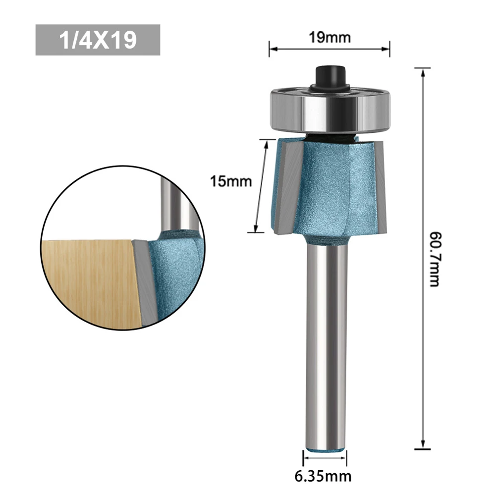 1/2pcs 6.35mm Shank 8 Degree Stainless Steel Bevel Edging Cutter Three Edge Bevel Edging Cutter Forward Reverse Rotation