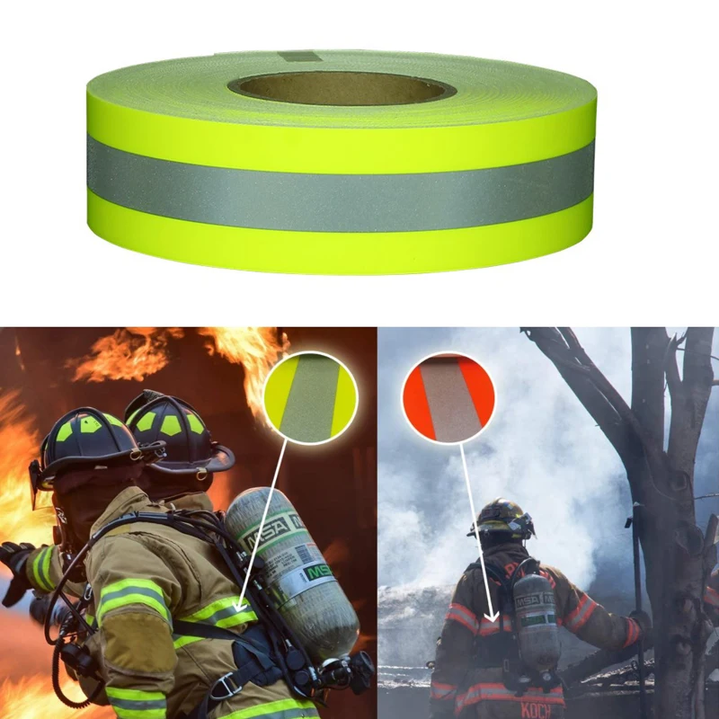 Fluorescent Yellow&Fluorescent Red Reflective Flame Retardant Fabric Sewing on Fireproof Safety Clothing Warning Tape