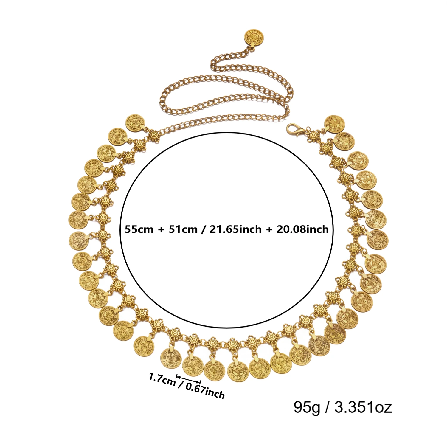Retro Exotischer Charme Metall-Münz-Quasten-Taillenkette für Frauen Bauchtanz Sexy Körperkette Kleid-Schmuck Accessoires – Detail 7