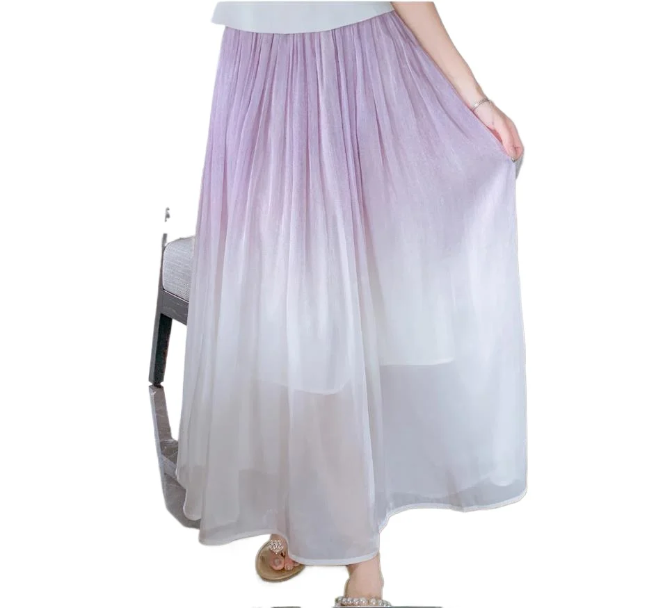 

Элегантная европейская фиолетовая плиссированная юбка Женская длинная струящаяся модная юбка