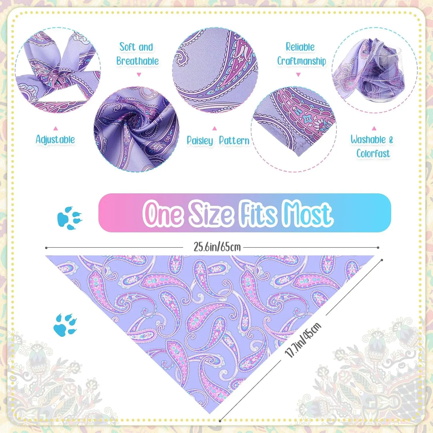 100 Stück Paisley-Hunde-Bandana in großen Mengen, dreieckiger Schal, Lätzchen, Hunde-Bandanas, Welpen-Pflegezubehör für kleine, mittelgroße und große Hunde und Katzen – Detail 5