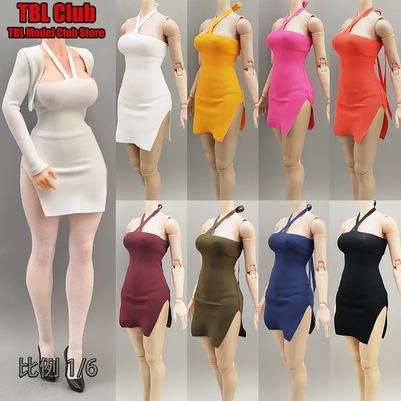 

1/6 Scale Multicolour Strap Side Slit Short Dress Female Clothes For TBL AT203/206/210 VCD-03 12-inch Action Figure Soldier