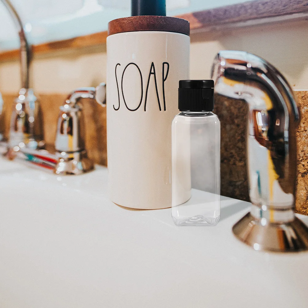 

30 Pcs 50ml Transparent Square Bottles Empty Refillable Travel Containers Portable Alcohol Plastic Bottles Reusable Safe Durable