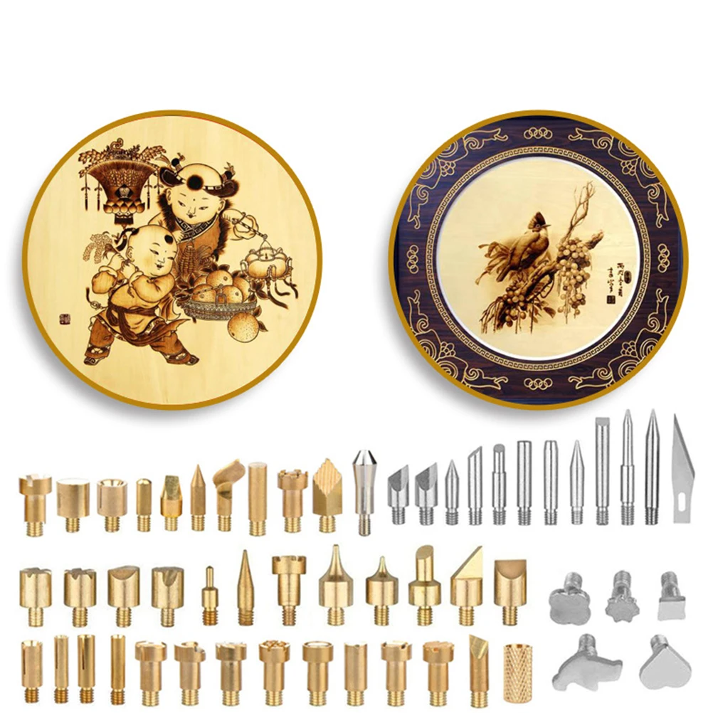 

57Pcs Wood Embossing Pen Tips Stencil Soldering Iron Set Pyrography Carving Kit for Wood Craft Hobby Work