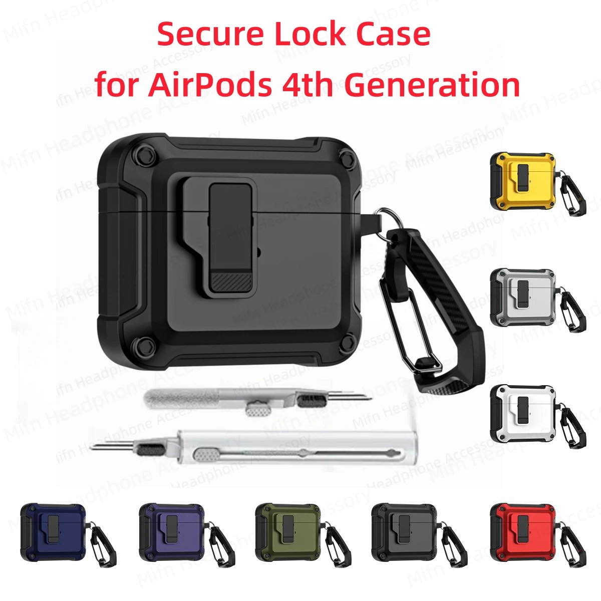 Cover for Airpods 4 Wireless Bluetooth Earphone Shockproof Case PC+TPU Automatic Switch Case For Apple Airpod 4 with Cleaner Kit