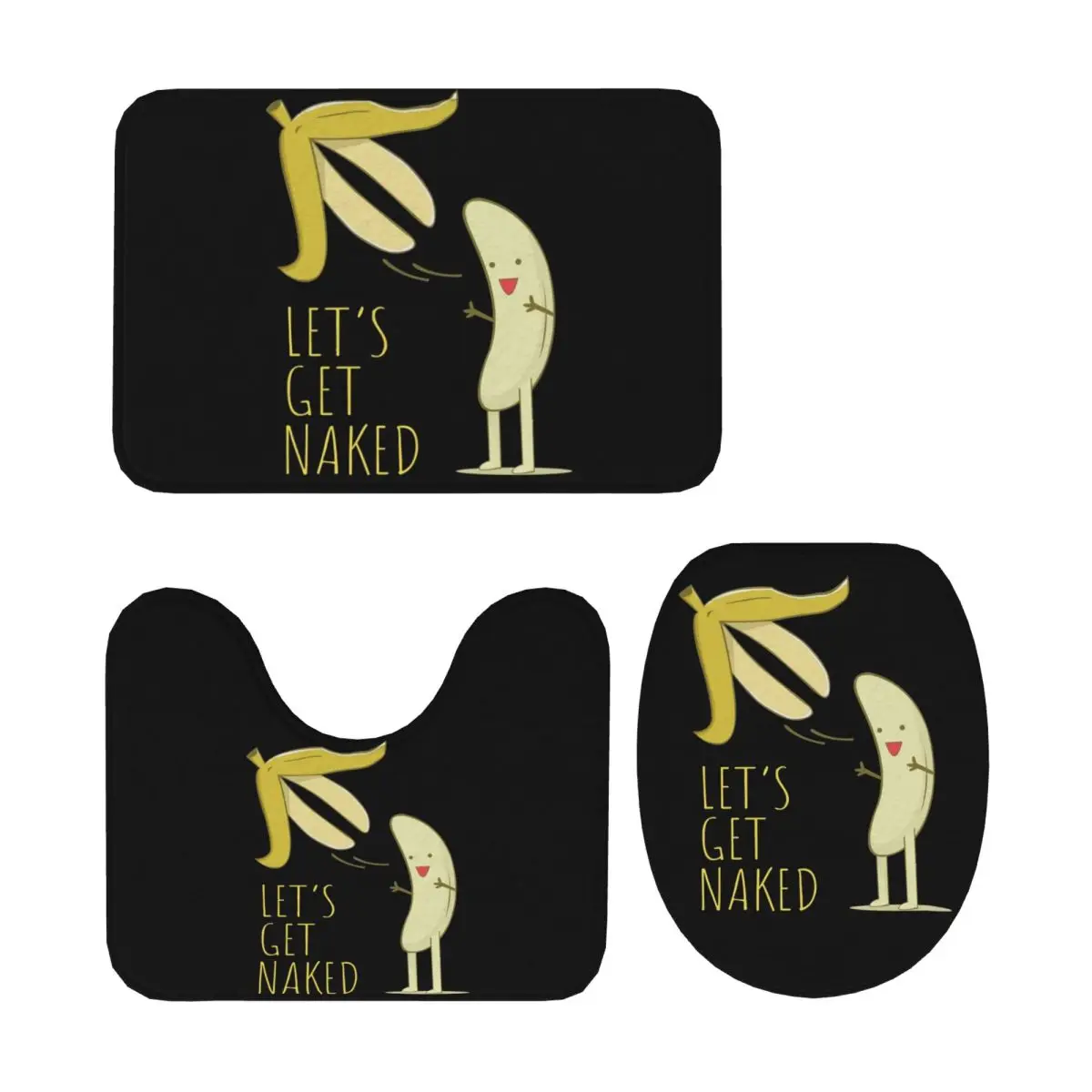 

Lets Get Naked, 3-х шт., коврик для ванной, набор для ванной комнаты, крышка для унитаза, домашний декор, нескользящий ковер, напольный коврик