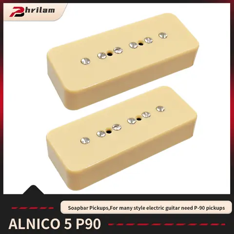 Phrilam ProP90-BLA High output Alnico5 P90 Soapbar Single Coil Pickup for Les Paul LP SG Electric Guitar Neck Bridge Pickups Set