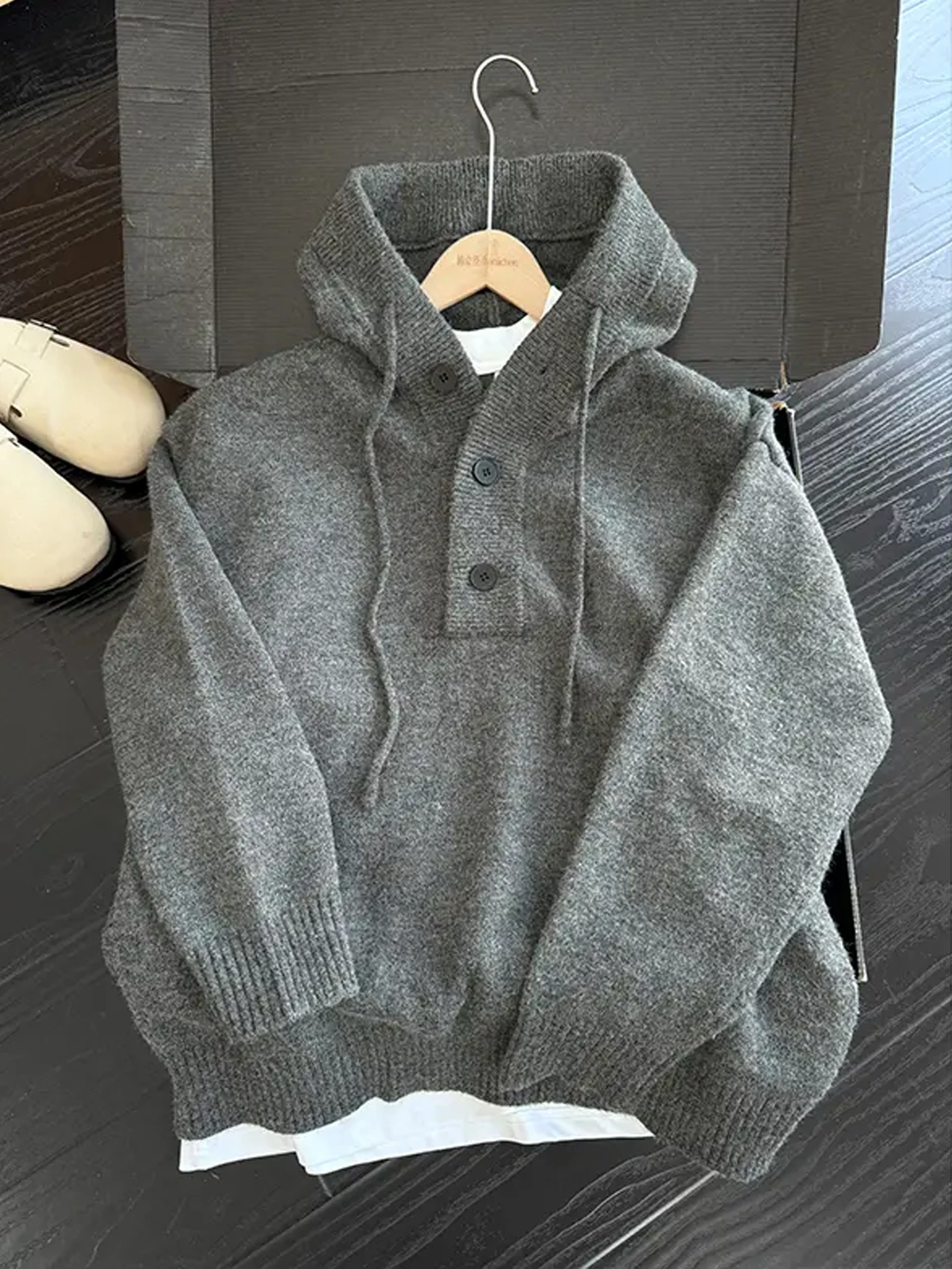 

Мужской кардиган с капюшоном Deep Ey, вязаный, свободного кроя, в американском ретро-стиле, повседневный, с длинным рукавом, V-образным вырезом, верхняя одежда