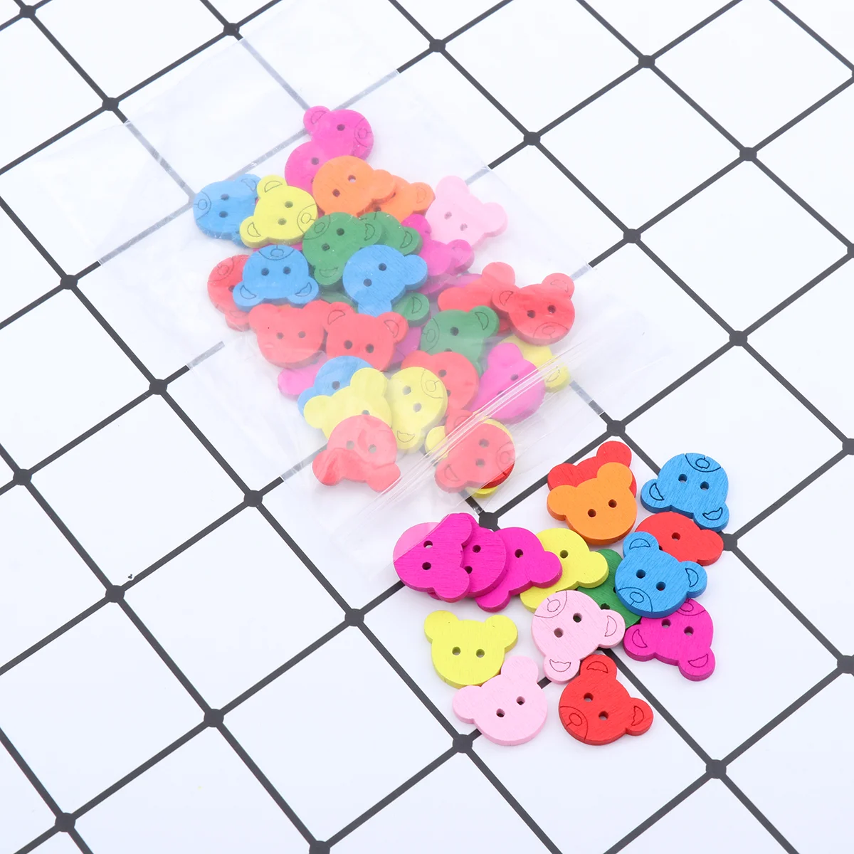 

50PCS Wooden Buttons Bear Pattern Two Hole for Craft Sewing Knitting Embellishments Garment Accessories Festivals Hats