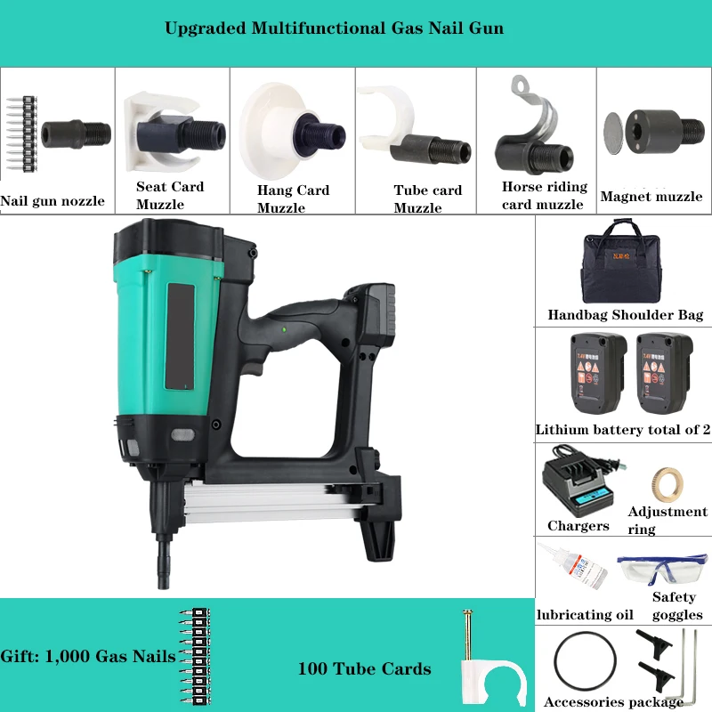 WSQ-01 Nail Gun Rechargeable Multi-purpose Gas Nail Gun Hydroelectric Woodworking Steel Nail Gun Concrete Ceiling Frame Trunk