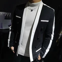 Korean Style Striped Slim-fit Nightclub Suit Coat Blazers Para Hombre Four Seasons New Autumn Fashion Men's Casual Blazer Homme