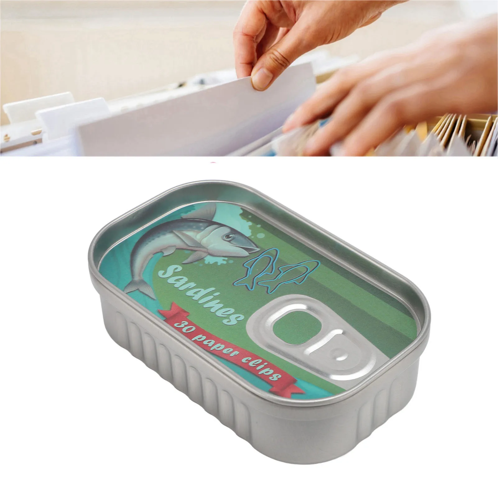30Pcs Gifts Decorative Fish Shaped Paper Clips With Tin Storage Box Metal Bookmark Clips Mixed Memo Clips Office Stationery